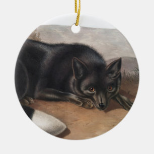 American Black or Silver Fox (Vulpes fulvus) Ceramic Ornament