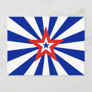 American Blue Starburst Patriotic Party Invitation Postcard