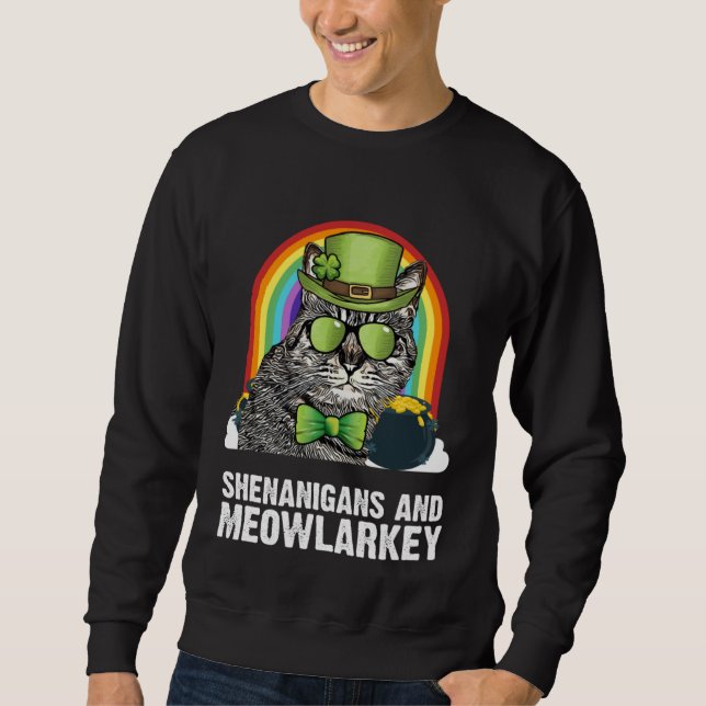 American Bobtail Cat Meowlarkey  St Patricks Day Sweatshirt (Front)