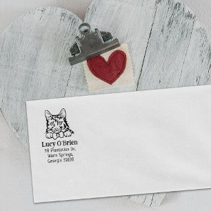 American Bobtail Cat Return Address Rubber Stamp