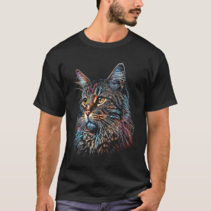 American Bobtail Colourful graphic Cat Dad Mum T-Shirt