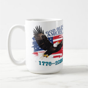 American Bold Eagle God Bless America 250 Years Coffee Mug