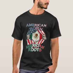 American Born Mexican Roots Flag Tee Proud Usa Lov