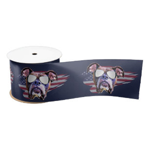American boxer dog 3" Satin ribbon