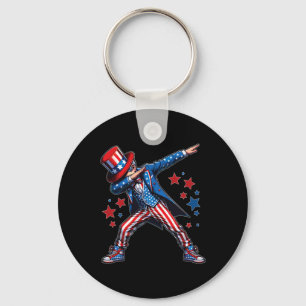 American Boy Dabbing Patriotic 4th Of July Kids Key Ring