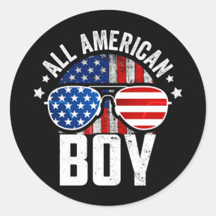 American boy matching family fourth 4th of july classic round sticker