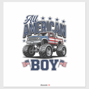 American Boy Monster Truck Vintage Patriotic Shirt