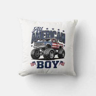 American Boy Monster Truck Vintage Patriotic Shirt Cushion
