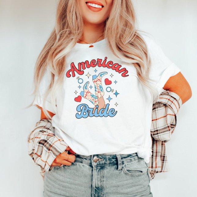 American Bride Fourth of July Cowgirl Bachelorette T-Shirt (Creator Uploaded)