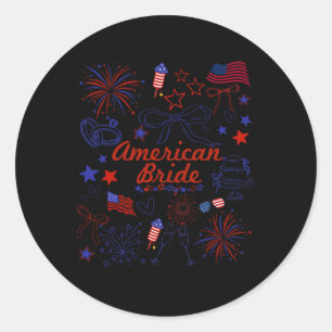 American Bride Patriotic Wedding Celebration Classic Round Sticker