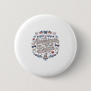 American Bride Patriotic Wedding Vector Design_1 6 Cm Round Badge