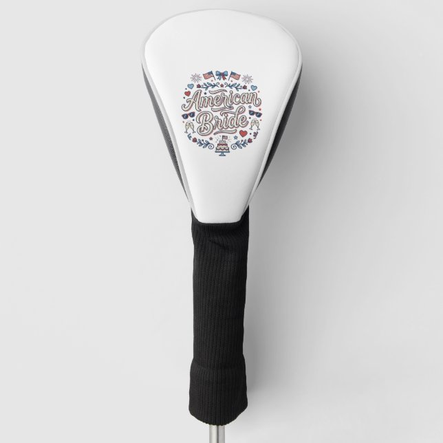 American Bride Patriotic Wedding Vector Design_1 Golf Head Cover (Front)