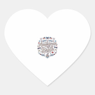 American Bride Patriotic Wedding Vector Design_1 Heart Sticker