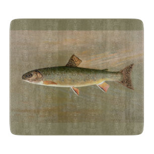 American Brook Trout Vintage Fish Illustration Cutting Board