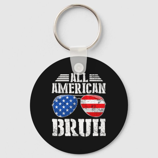 American Bruh Happy 4th Of July Boys Patriotic Usa Key Ring (Front)