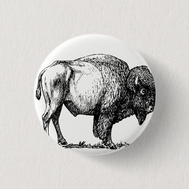 American Buffalo Bison 3 Cm Round Badge (Front)