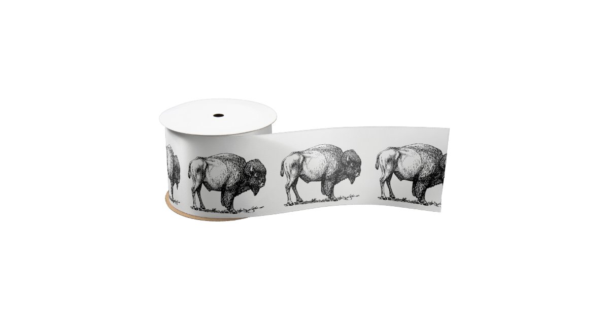 American Buffalo Bison Satin Ribbon | Zazzle