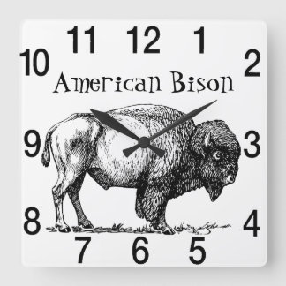 American Buffalo Bison  Square Wall Clock