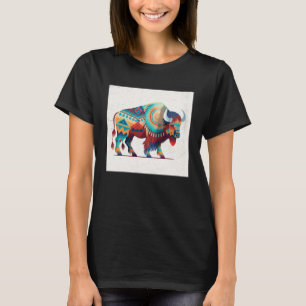 American Buffalo Colorful Aztec Bison Men Women 2 T-Shirt