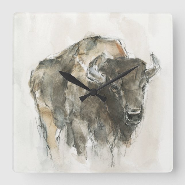 American Buffalo I Square Wall Clock (Front)