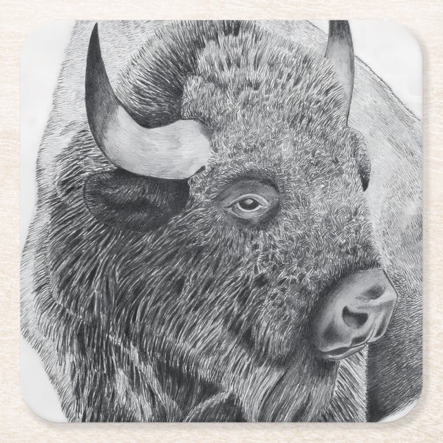 American Buffalo Square Paper Coaster (Front)