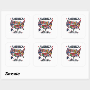 American Built by Immigrants Patriotic American  Square Sticker