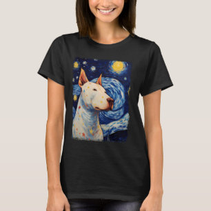 American Bull Terrier Dog Starry Night Painting T-Shirt