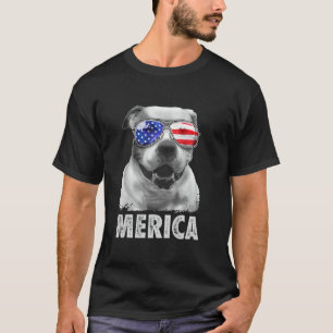 American Bulldog 4th Of July Merica American Flag T-Shirt