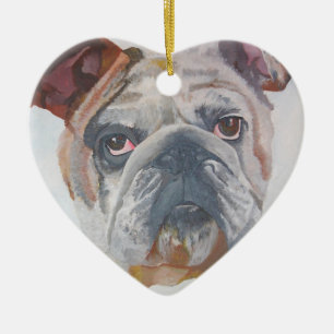 American Bulldog Artistic Pet Portrait Ceramic Tree Decoration