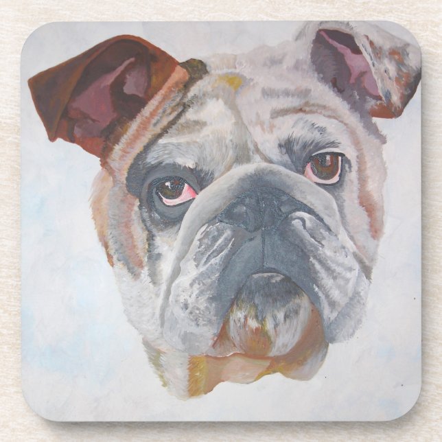 American Bulldog Artistic Pet Portrait Coaster (Front)