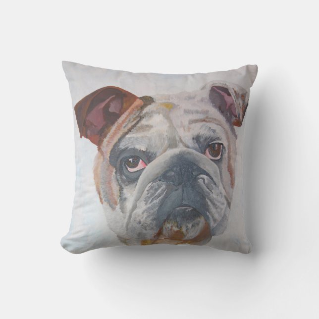 American Bulldog Artistic Pet Portrait Cushion (Front)