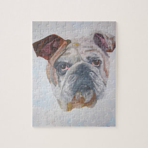 American Bulldog Artistic Pet Portrait Jigsaw Puzzle