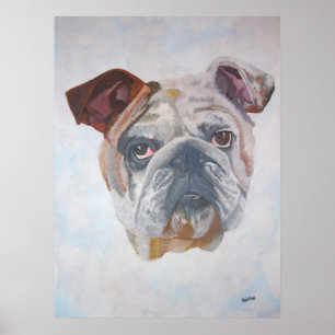 American Bulldog Artistic Pet Portrait Poster