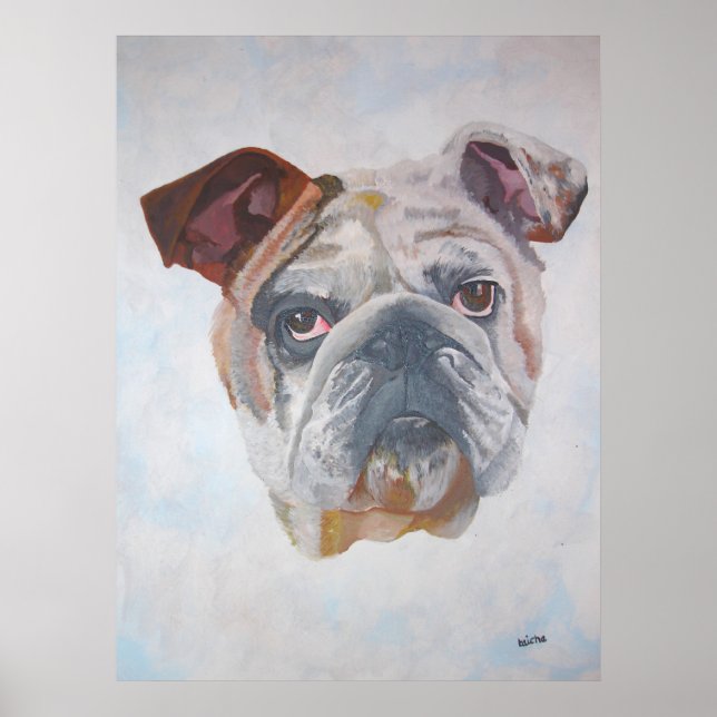 American Bulldog Artistic Pet Portrait Poster (Front)