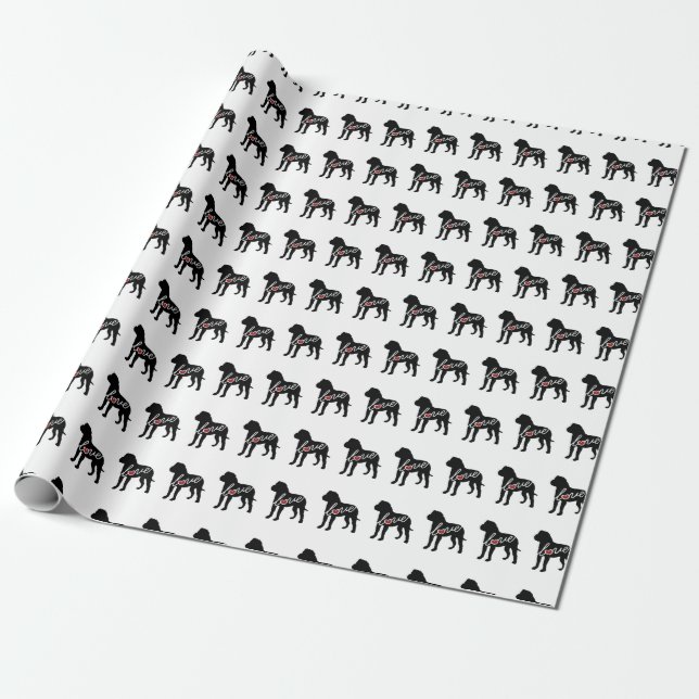 American Bulldog (Bully) Love Wrapping Paper (Unrolled)