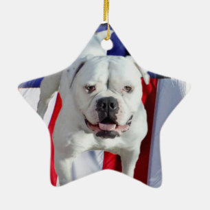 American Bulldog Ceramic Tree Decoration