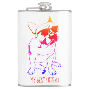AMERICAN BULLDOG COLOURFUL HIP FLASK