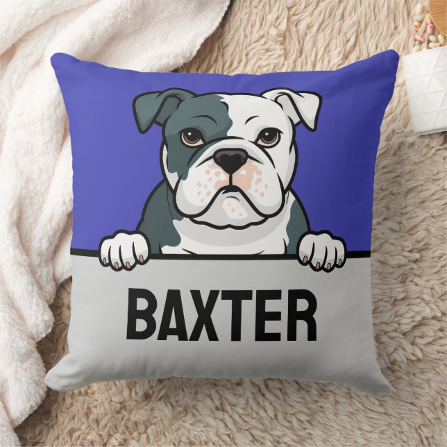 American Bulldog Custom Bulldog Puppy Dog Lovers Cushion (Blanket)