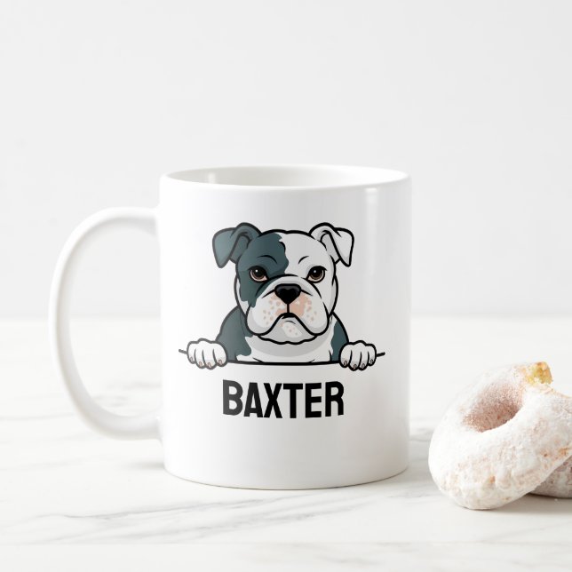 American Bulldog Custom Name Cute Pet Dog Lover    Coffee Mug (With Donut)