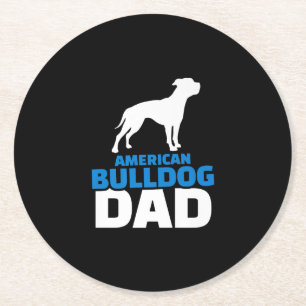 American Bulldog Dad Premium Gift For Bulldog Love Round Paper Coaster