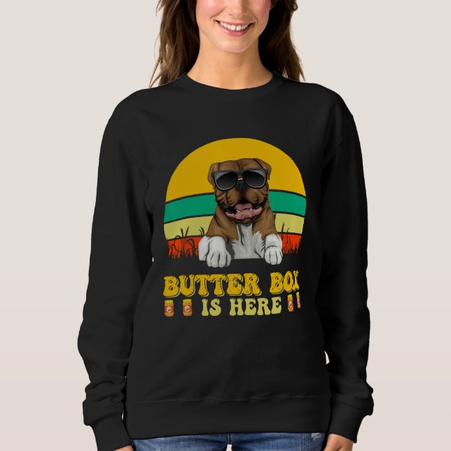 American bulldog Dog Butter Box Is Here Father s D Sweatshirt (Front)