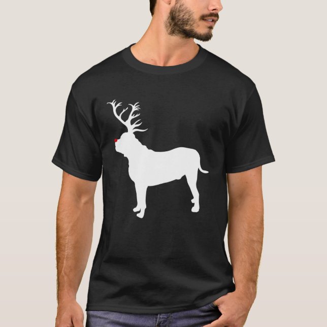 American Bulldog Dog Christmas Reindeer Antlers Xm T-Shirt (Front)