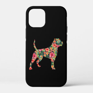 American Bulldog Flower Dog Silhouette Floral Gift iPhone 12 Mini Case