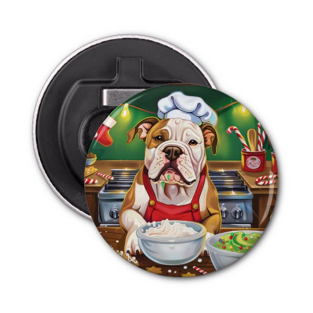 American Bulldog Holiday Baking: Festive Christmas Bottle Opener (Front)