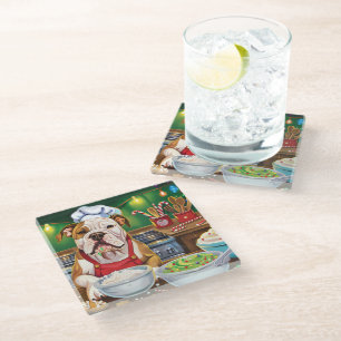 American Bulldog Holiday Baking: Festive Christmas Glass Coaster