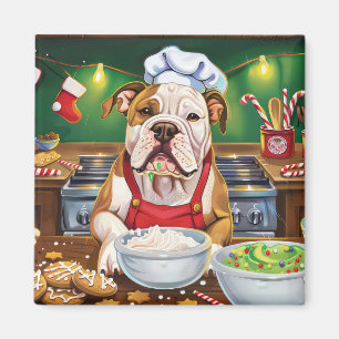 American Bulldog Holiday Baking: Festive Christmas Magnet