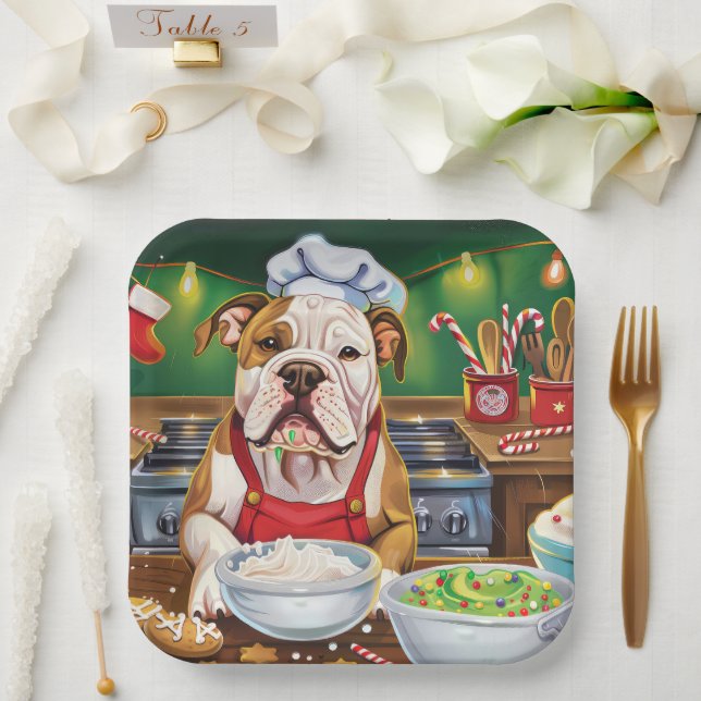 American Bulldog Holiday Baking: Festive Christmas Paper Plate (Wedding)
