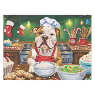American Bulldog Holiday Baking: Festive Christmas Tablecloth