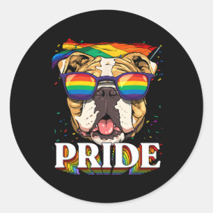 American Bulldog Lgbtq Rainbow Flag Pride Month Do Classic Round Sticker