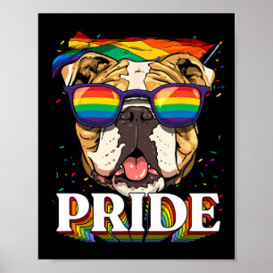 American Bulldog Lgbtq Rainbow Flag Pride Month Do Poster